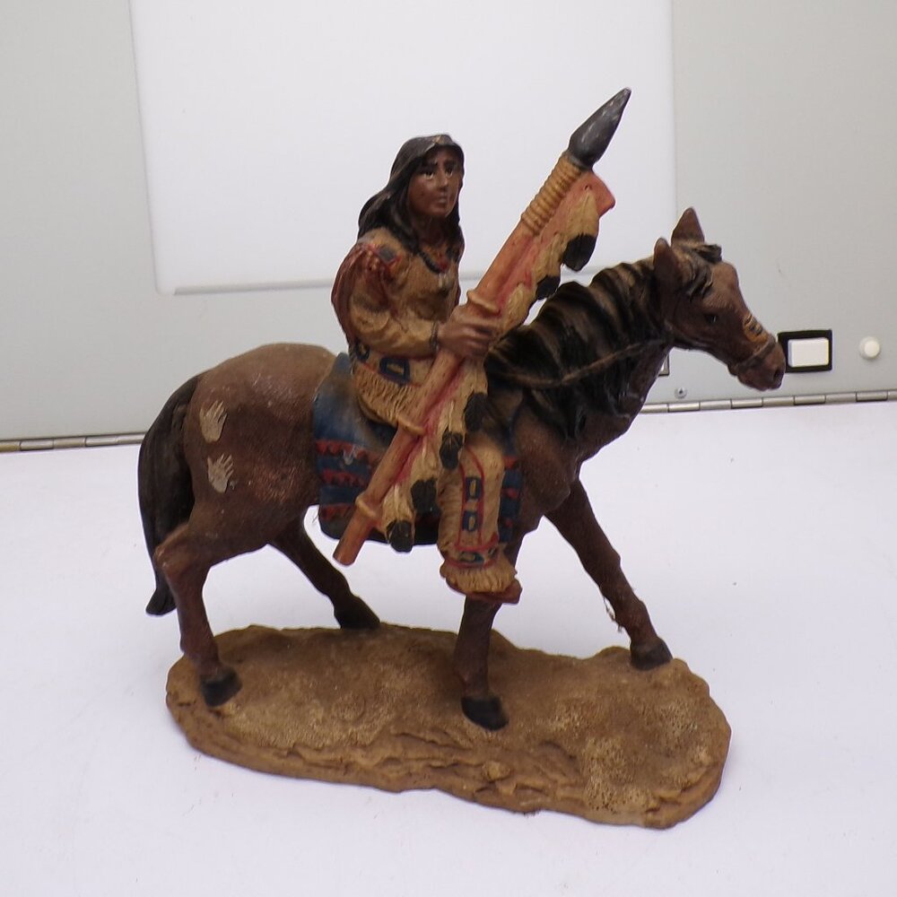 Vintage Young's Native American Chief On Horse Detailed 8in